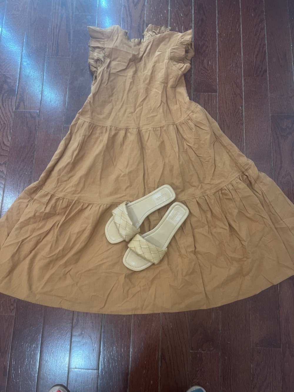 SHEIN Brown Tiered Midi Dress